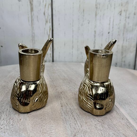 Cupcakes and Cashmere Gold Rabbit Bunny Taper Candle Holder Spring Easter Viral - Picture 13 of 16